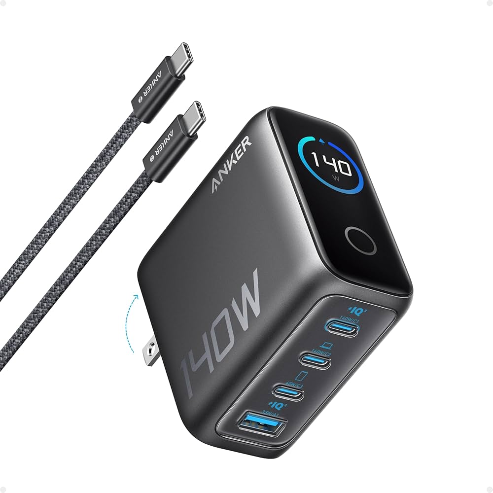 Anker Laptop Charger 140W  4-Port  PD 3.1  Touch Control  USB-C Cable (B2697) Chinese Version